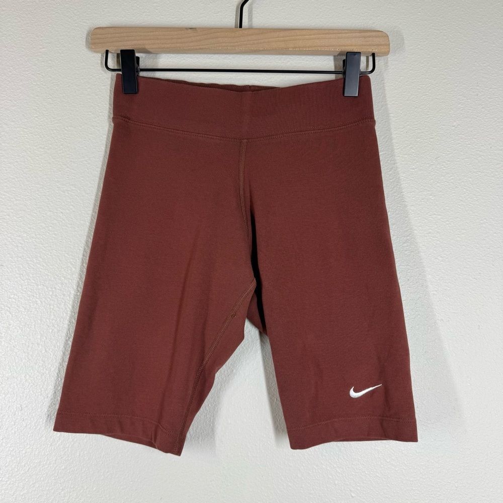 Nike Essential Bike Shorts Dark Pony Brown White Swoosh Women’s XS CZ8526-231